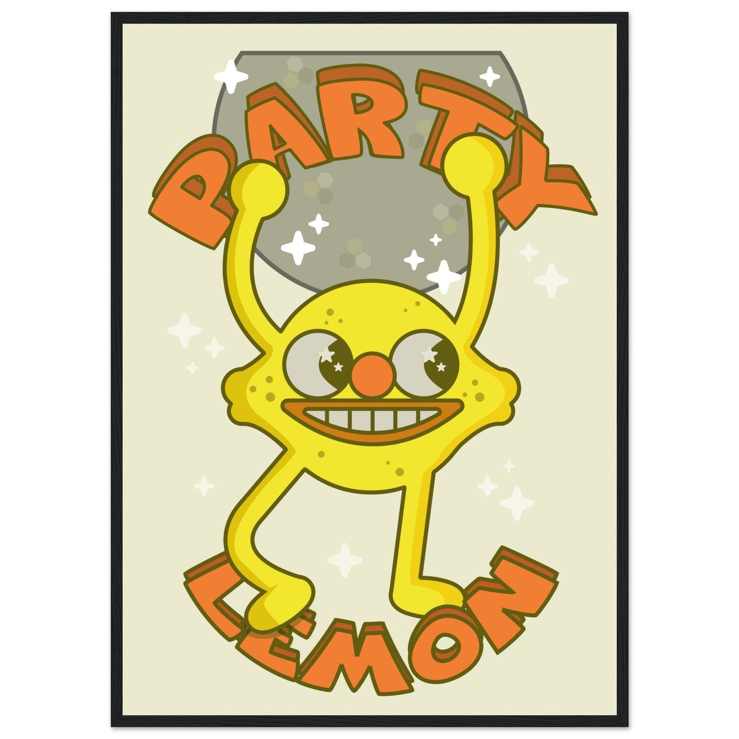 Fruity 'Party Lemon' - Premium Matte Paper Wooden Framed Poster