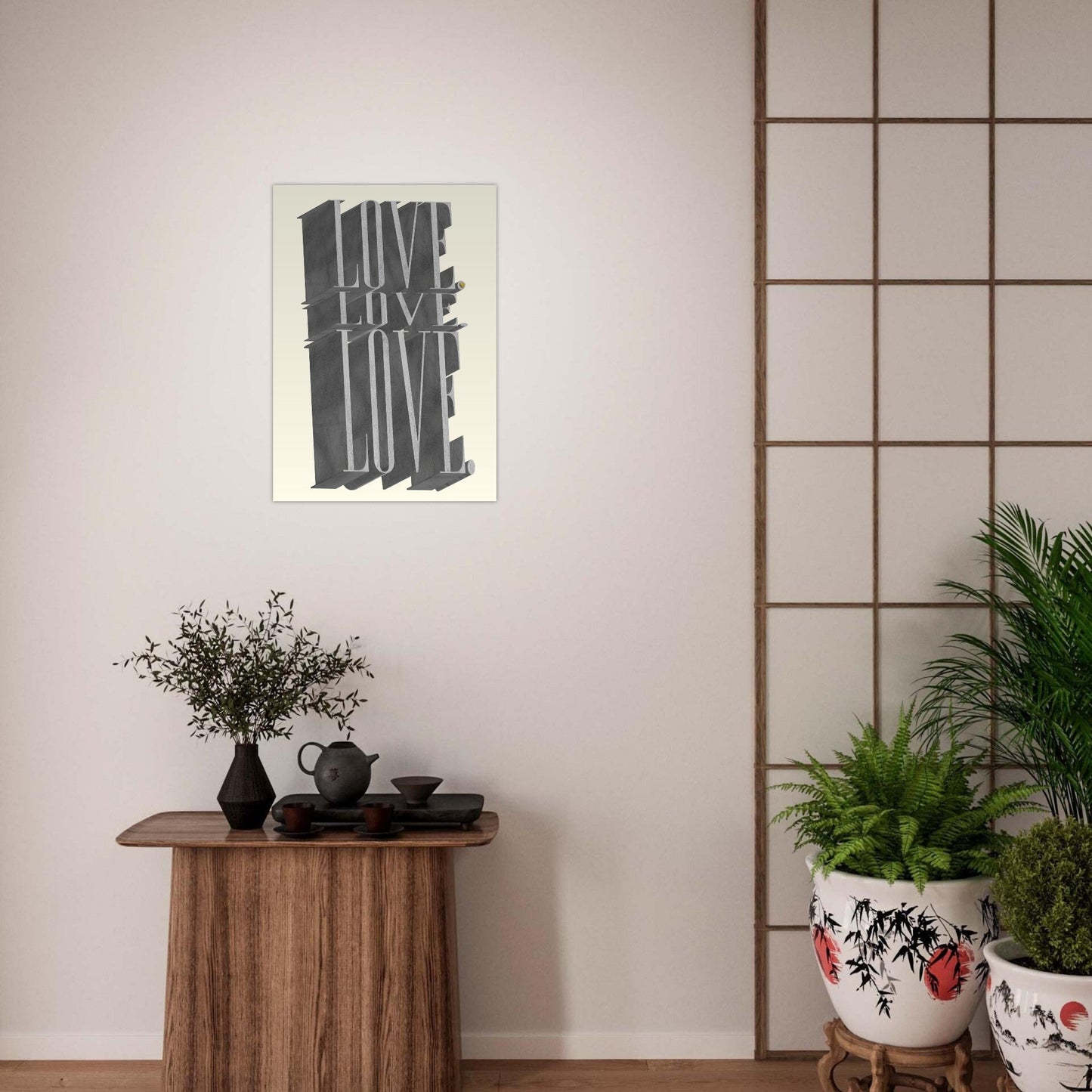 Sign 'Love, Love, Love' - Premium Matte Paper Poster