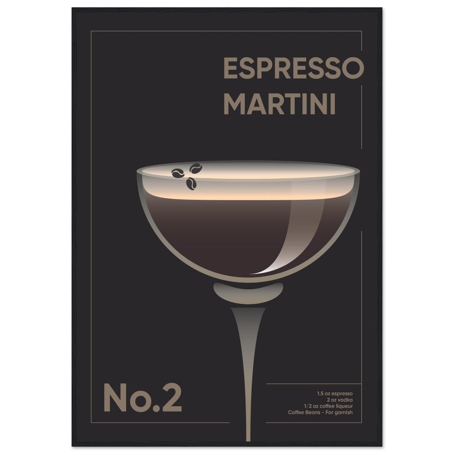 Cocktail 'Espresso Martini' - Premium Matte Paper Wooden Framed Poster
