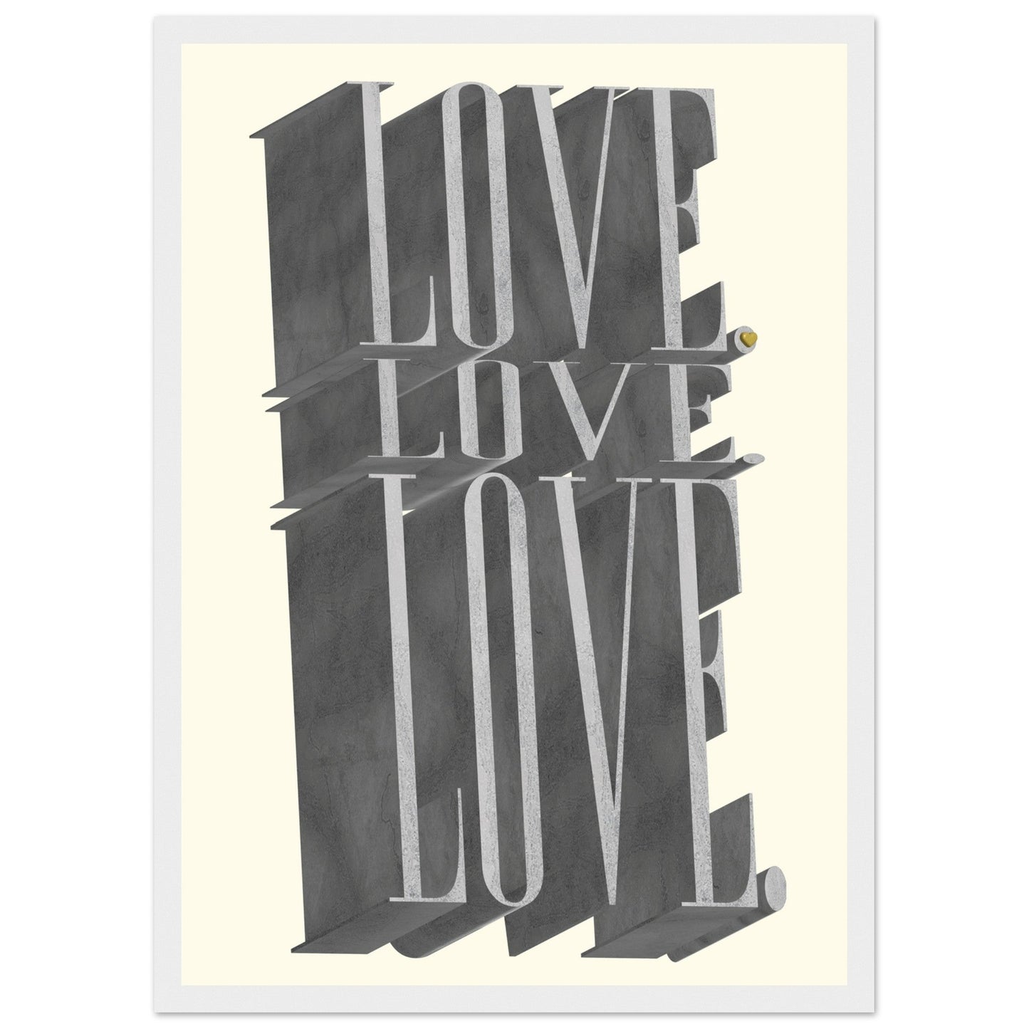Sign 'Love, Love, Love' - Premium Matte Paper Wooden Framed Poster
