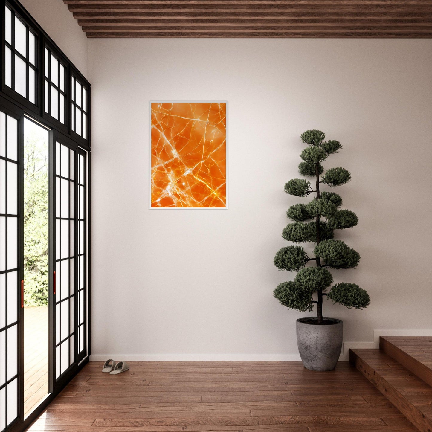 Marble 'Orange' II - Premium Matte Paper Wooden Framed Poster