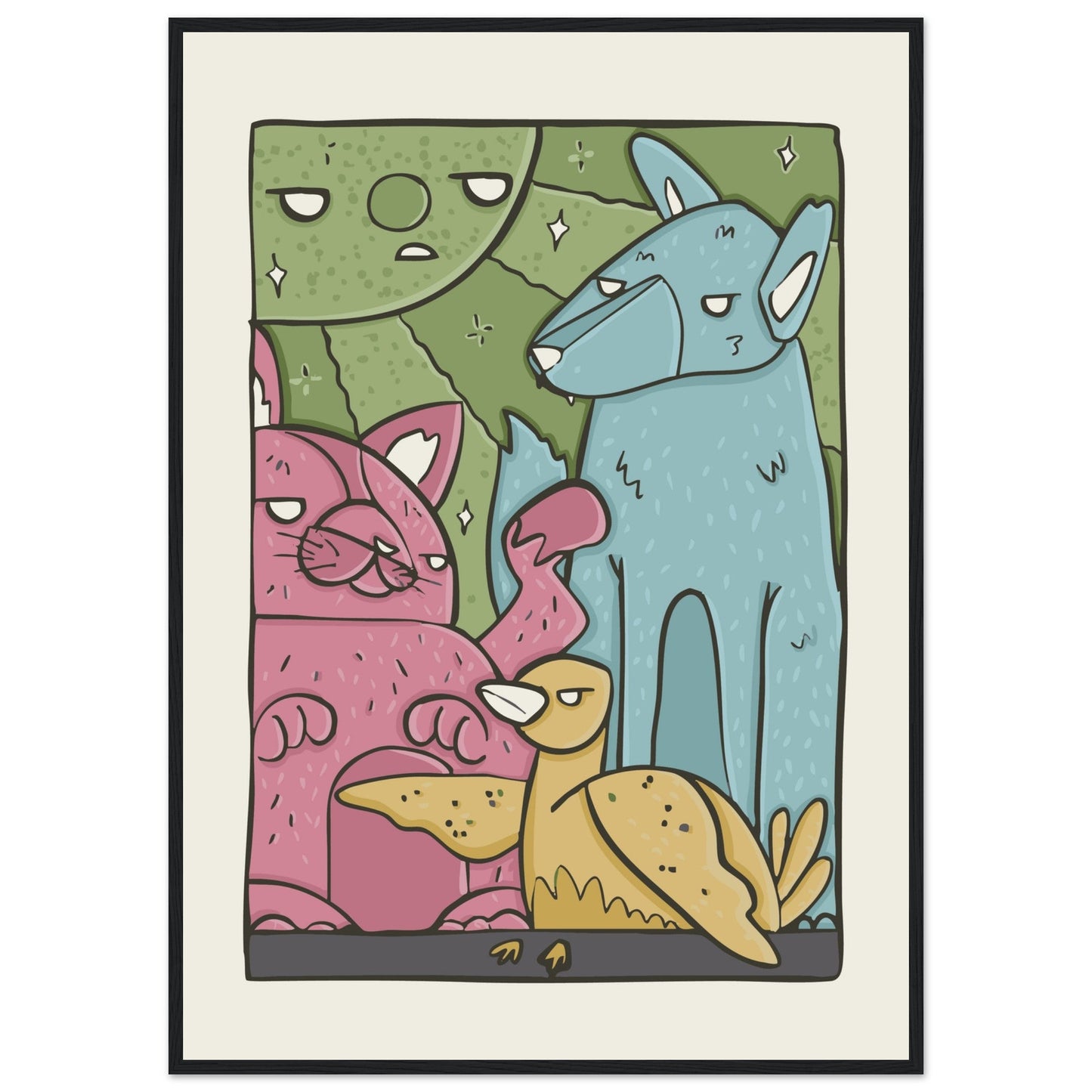 Animals 'The Crew' - Premium Matte Paper Wooden Framed Poster