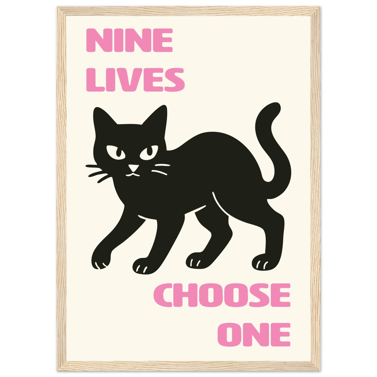 Animals 'Nine Lives'  - Premium Matte Paper Wooden Framed Poster