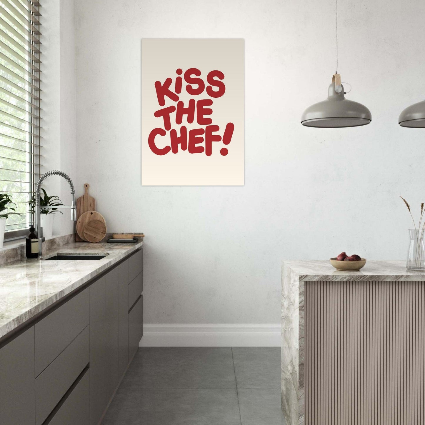 Sign 'Kiss The Chef!' - Premium Matte Paper Poster