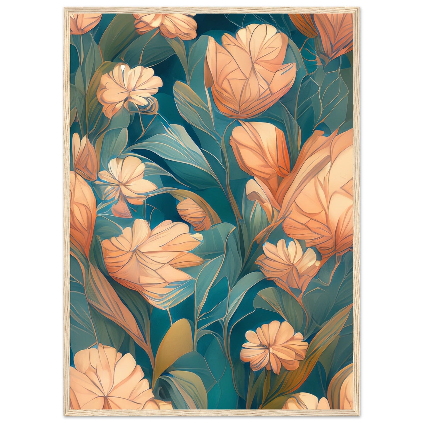 Flowers 'Abstract Garden' - Premium Matte Paper Wooden Framed Poster