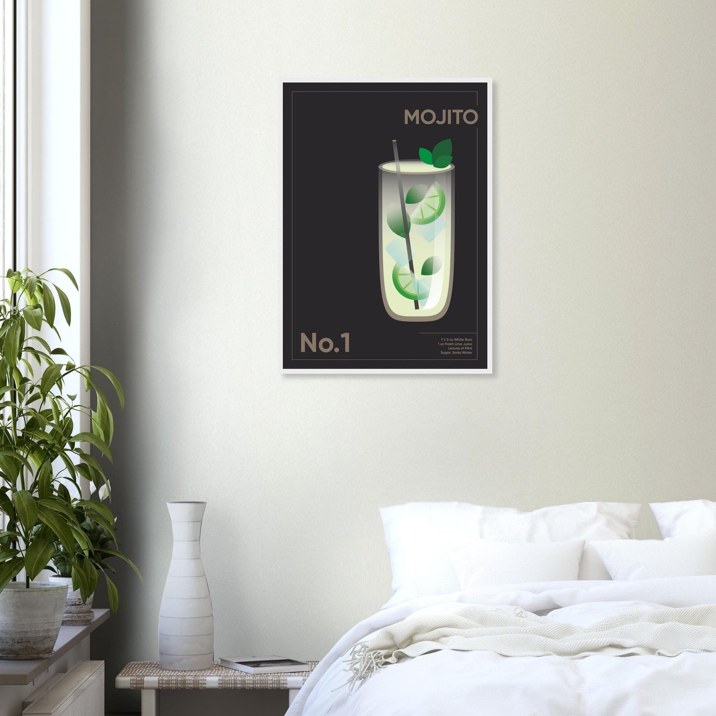 Cocktail 'Mojito' - Premium Matte Paper Wooden Framed Poster