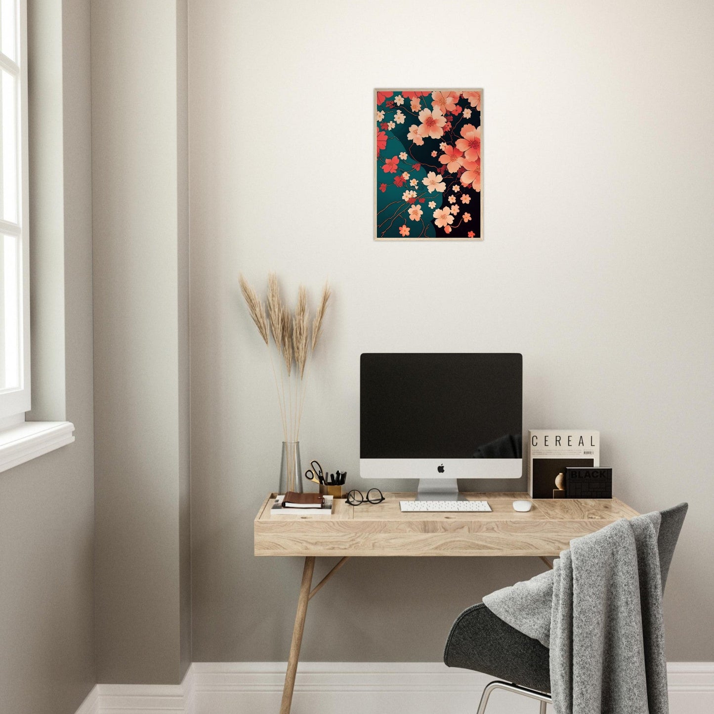 Flowers 'Japanese Garden' - Premium Matte Paper Wooden Framed Poster