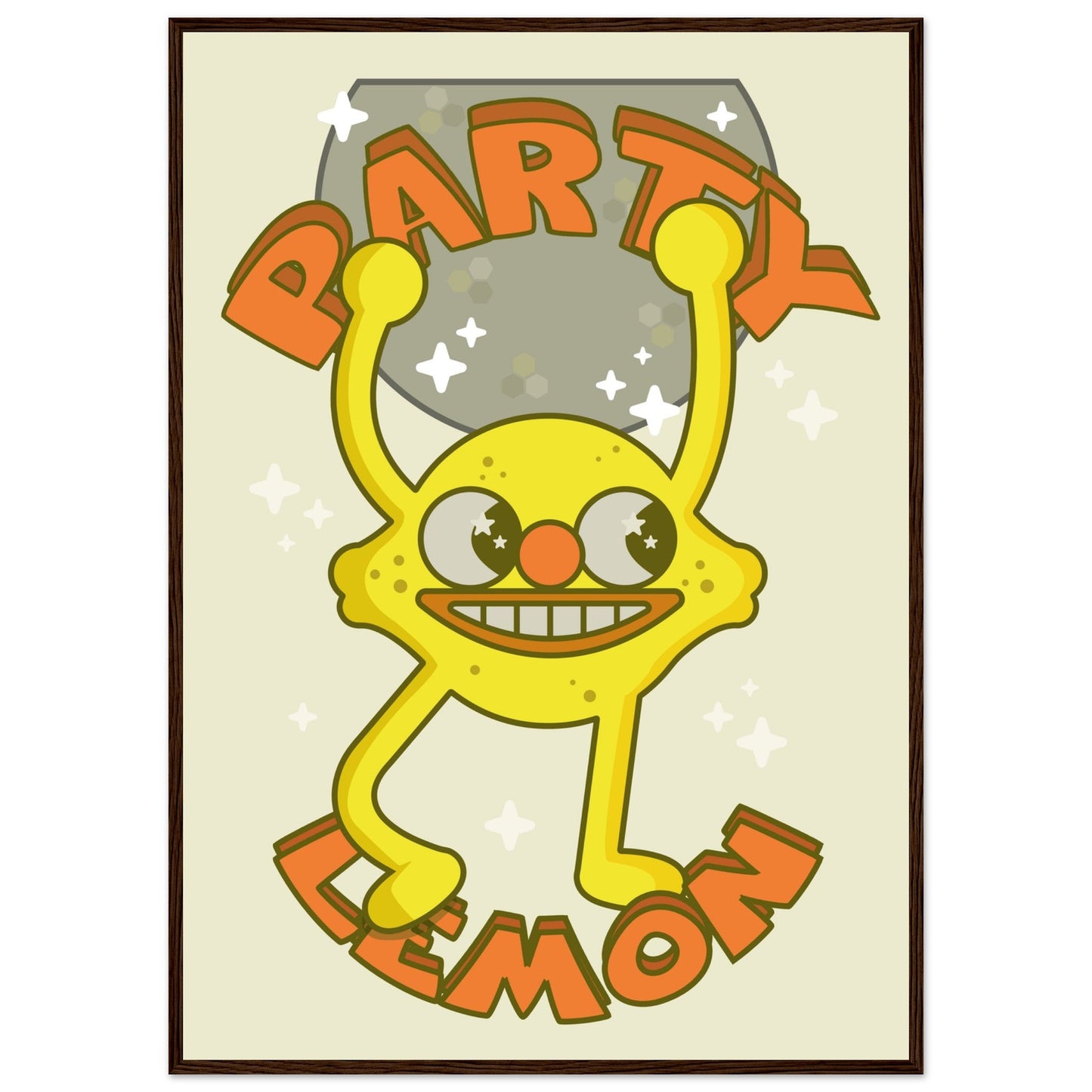 Fruity 'Party Lemon' - Premium Matte Paper Wooden Framed Poster