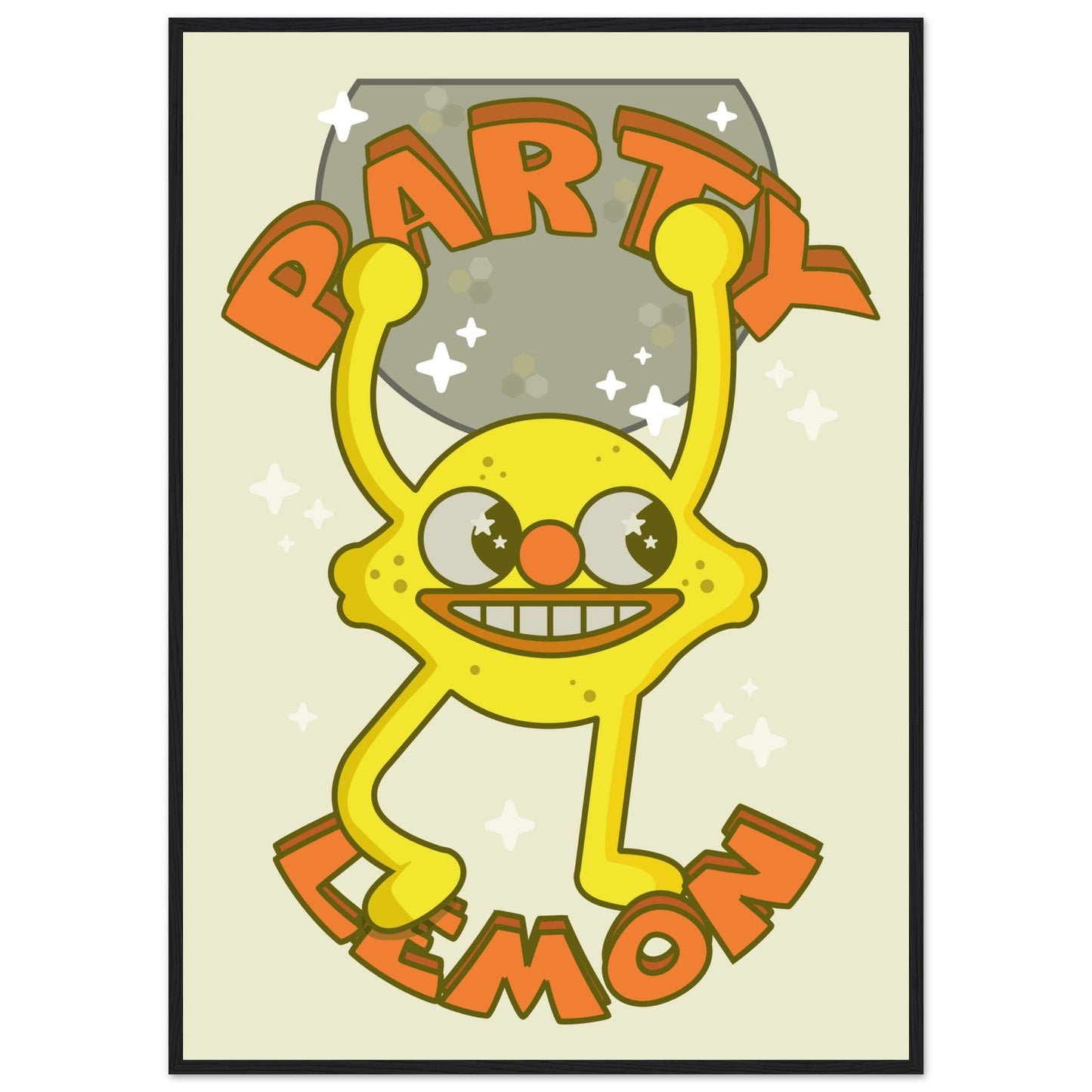 Fruity 'Party Lemon' - Premium Matte Paper Wooden Framed Poster