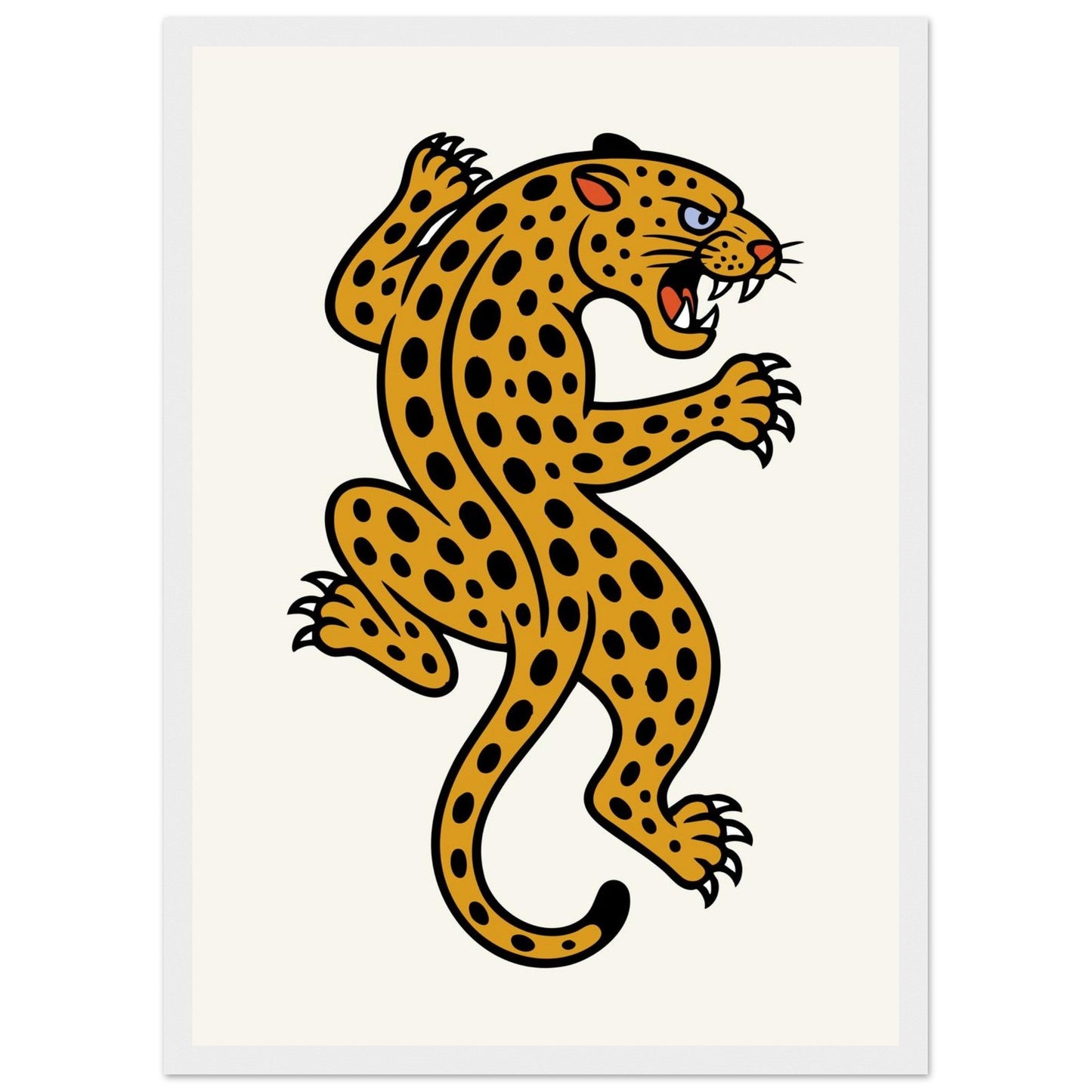 Leopard Traditional  - Premium Matte Paper Wooden Framed Poster