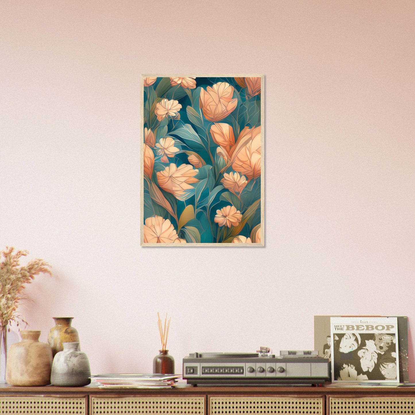 Flowers 'Abstract Garden' - Premium Matte Paper Wooden Framed Poster
