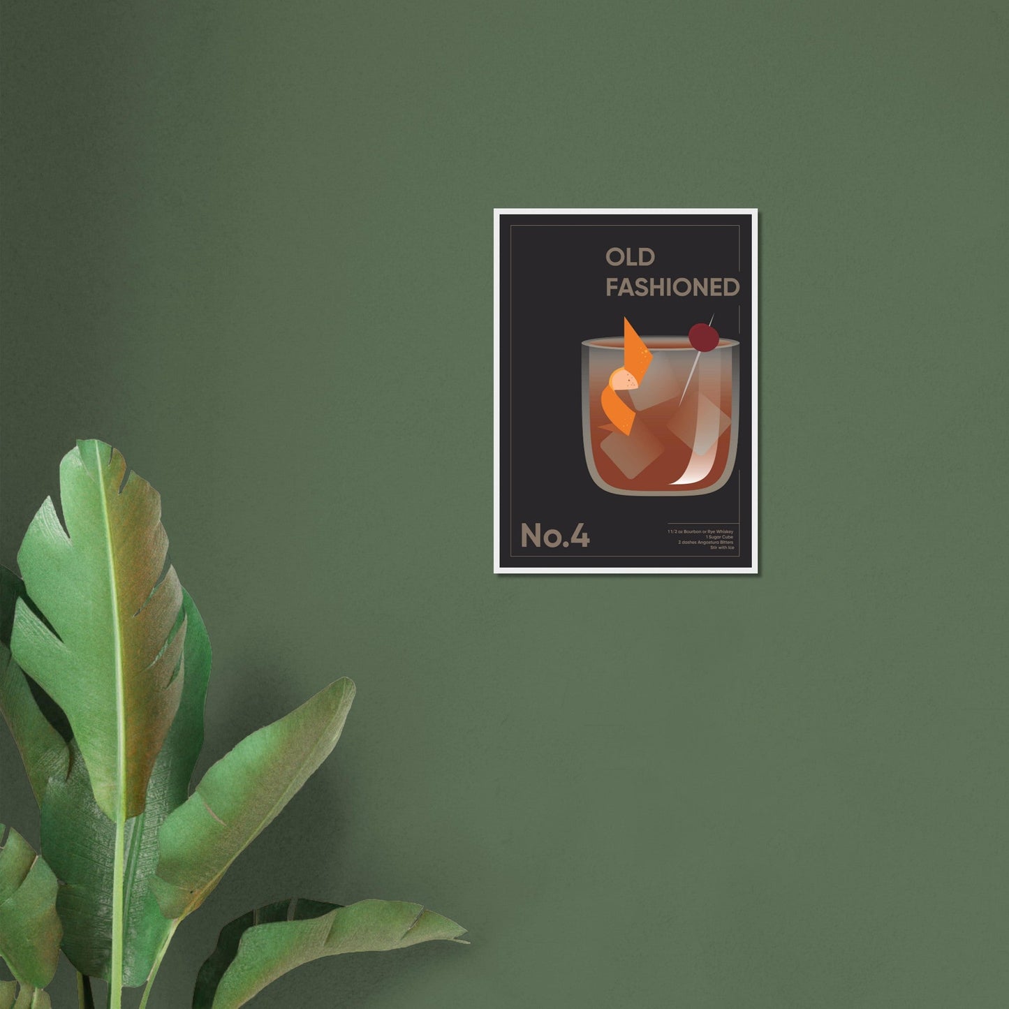 Cocktail 'Old Fashioned' - Premium Matte Paper Wooden Framed Poster