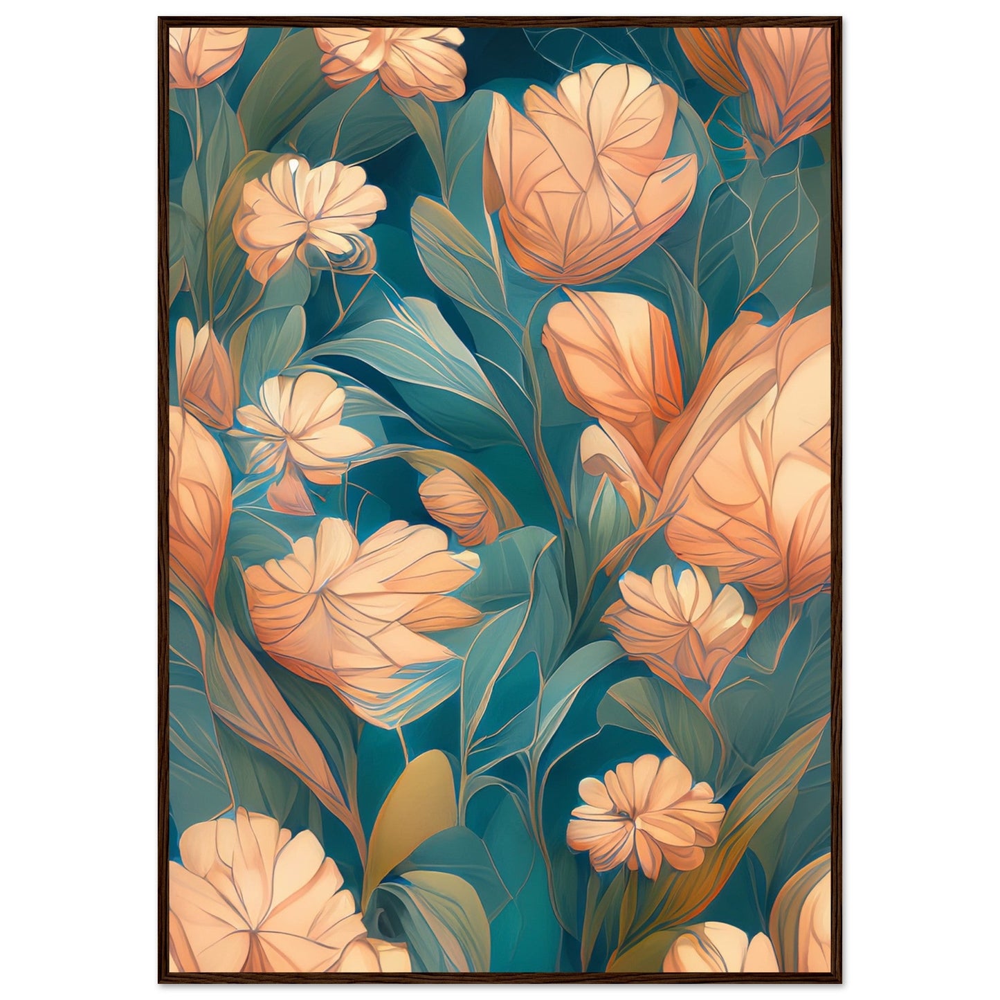 Flowers 'Abstract Garden' - Premium Matte Paper Wooden Framed Poster