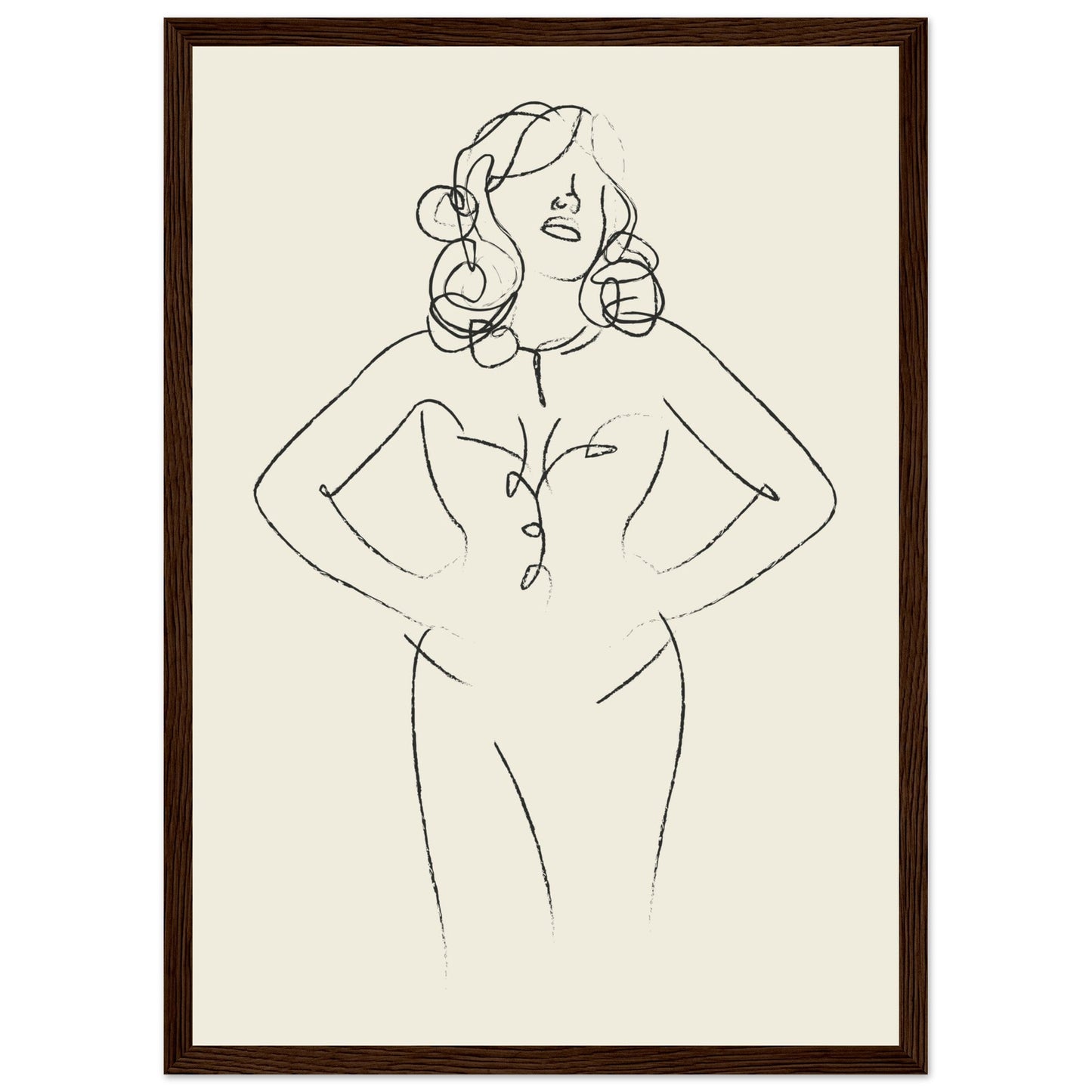 Line Art 'Sabrina' - Premium Matte Paper Wooden Framed Poster