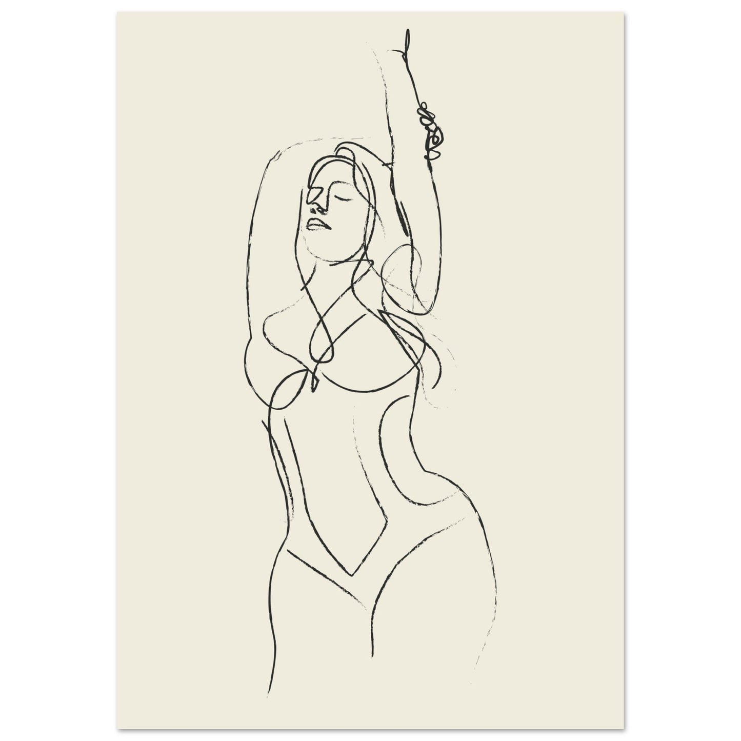Line Art 'Beach Ready' - Premium Matte Paper Poster
