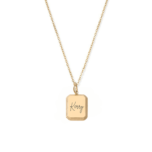 Custom engraved vintage tag necklace