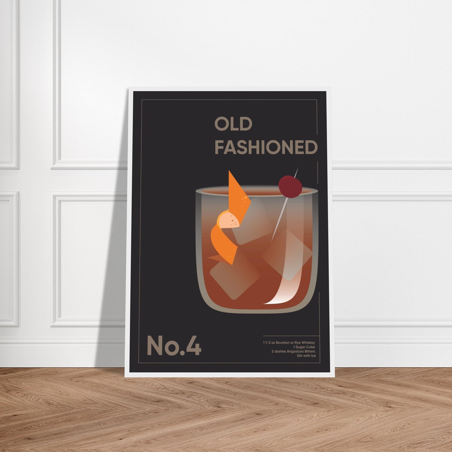 Cocktail 'Old Fashioned' - Premium Matte Paper Wooden Framed Poster