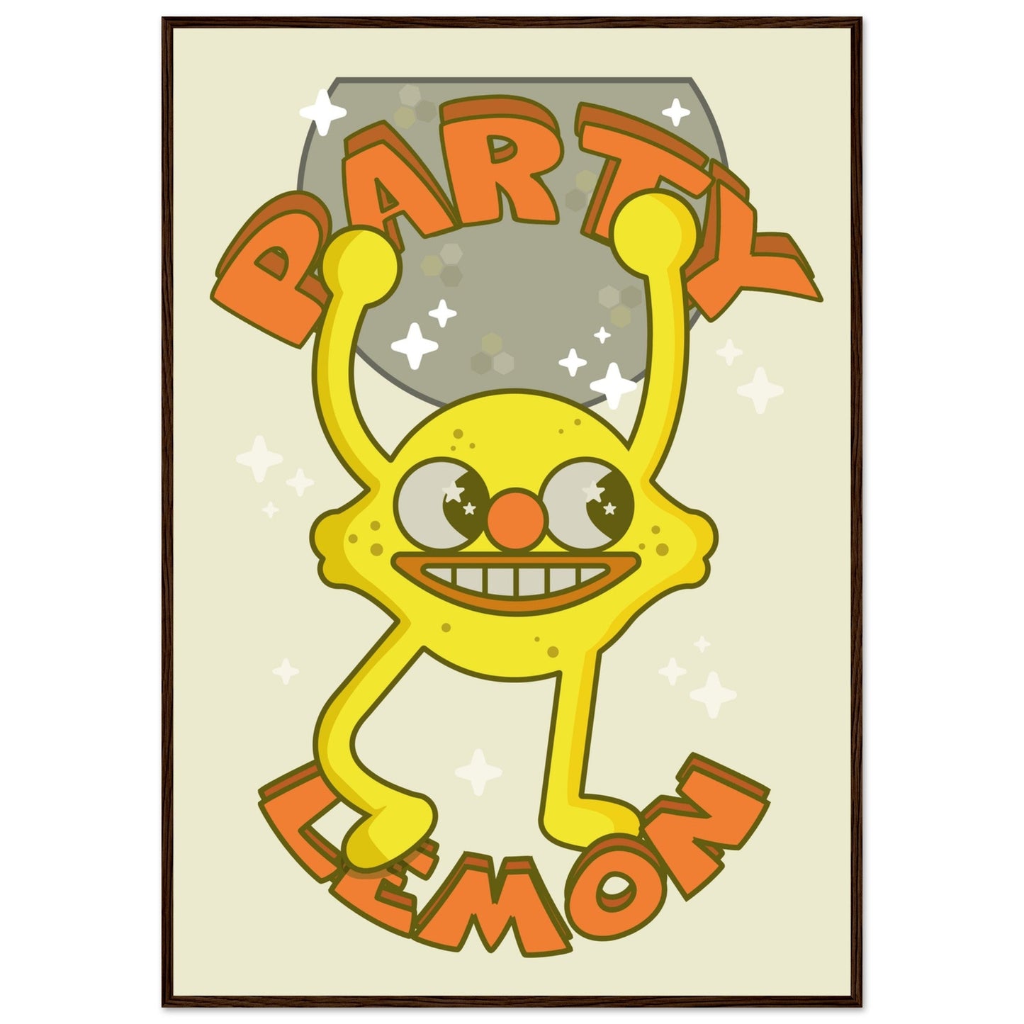 Fruity 'Party Lemon' - Premium Matte Paper Wooden Framed Poster