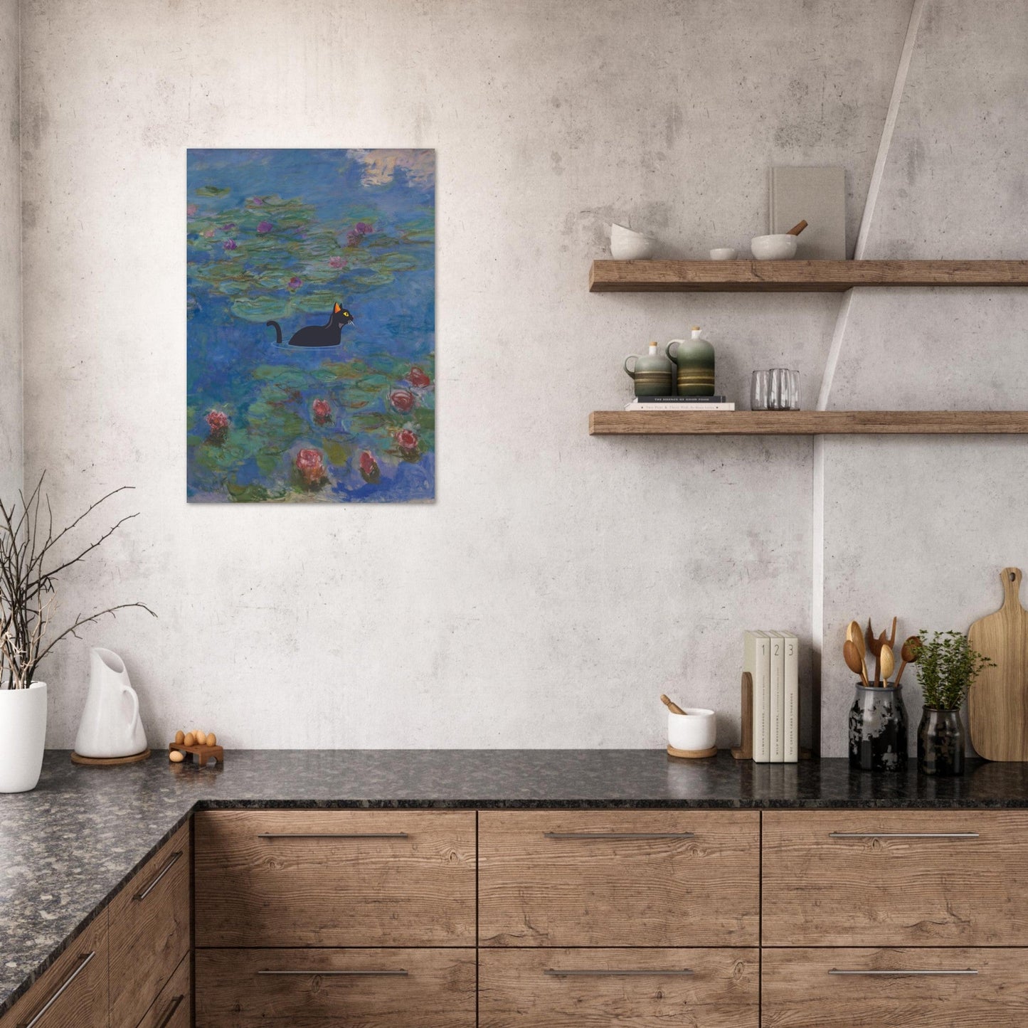 Water lilies (Cat) - Premium Matte Paper Poster