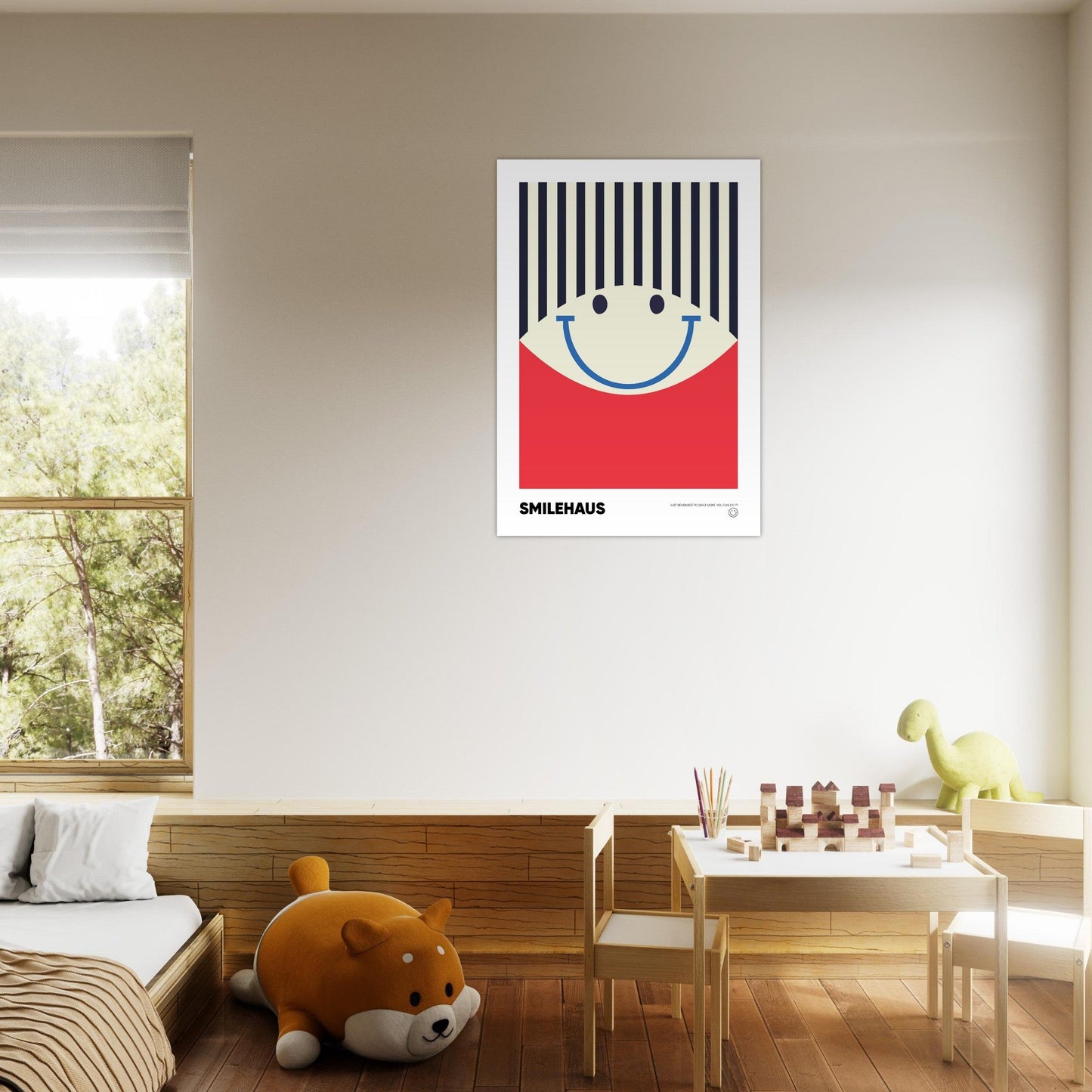 Red & Blue 'Smilehaus' - Premium Matte Paper Poster