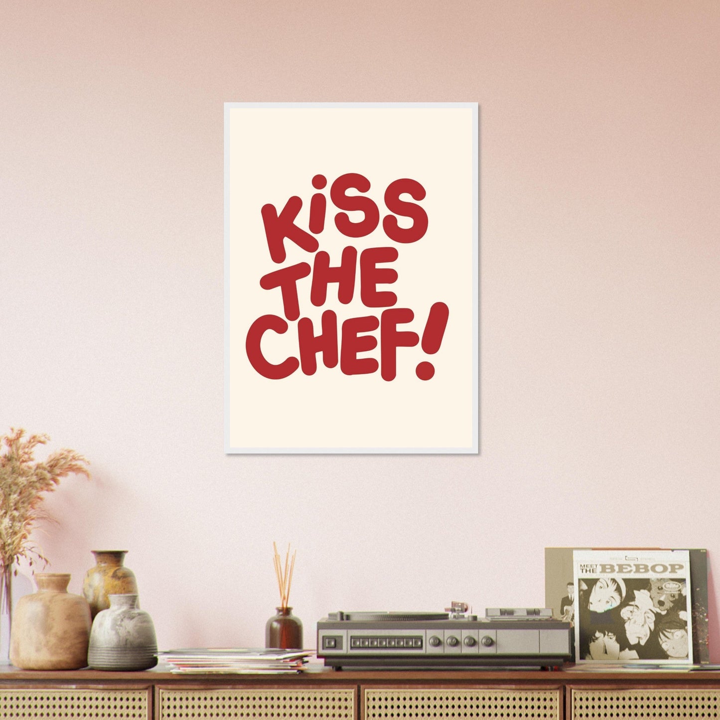 Sign 'Kiss The Chef' - Premium Matte Paper Wooden Framed Poster