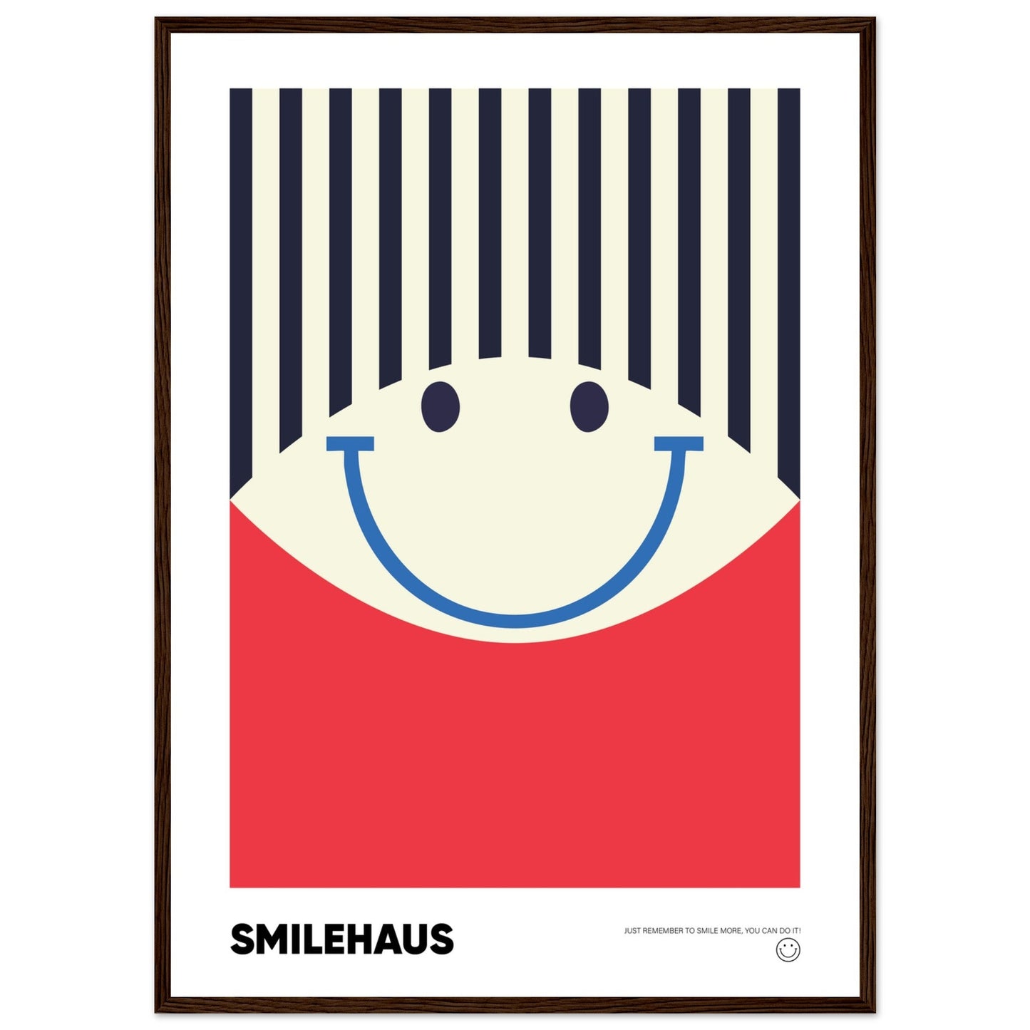 Red & Blue 'Smilehaus' - Premium Matte Paper Wooden Framed Poster