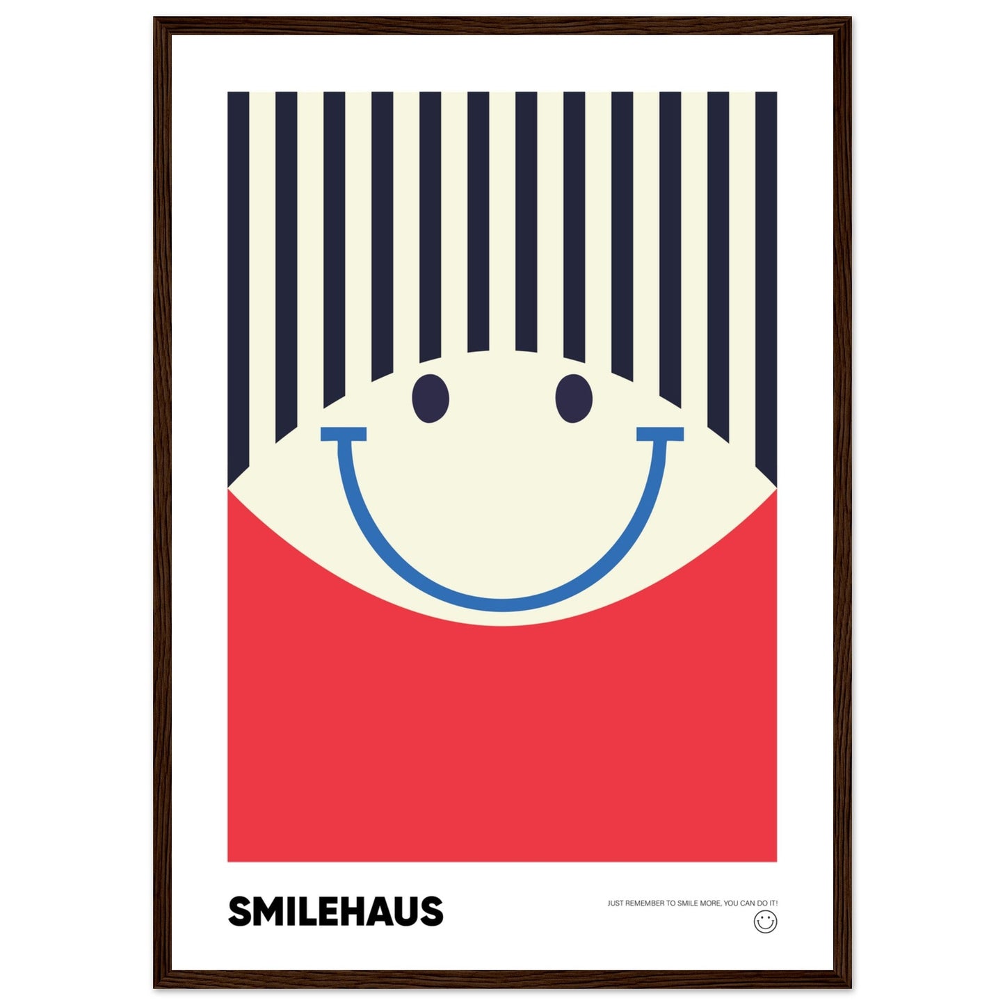 Red & Blue 'Smilehaus' - Premium Matte Paper Wooden Framed Poster