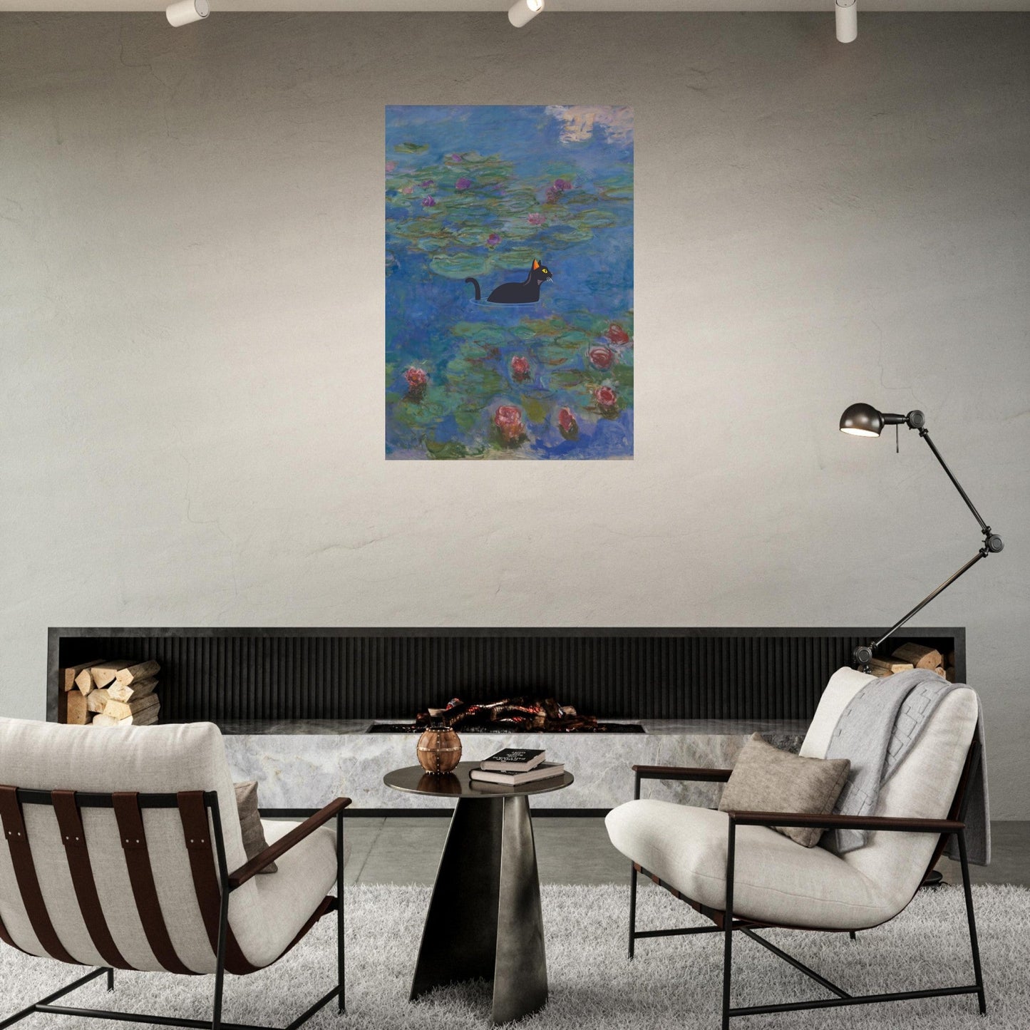 Water lilies (Cat) - Premium Matte Paper Poster