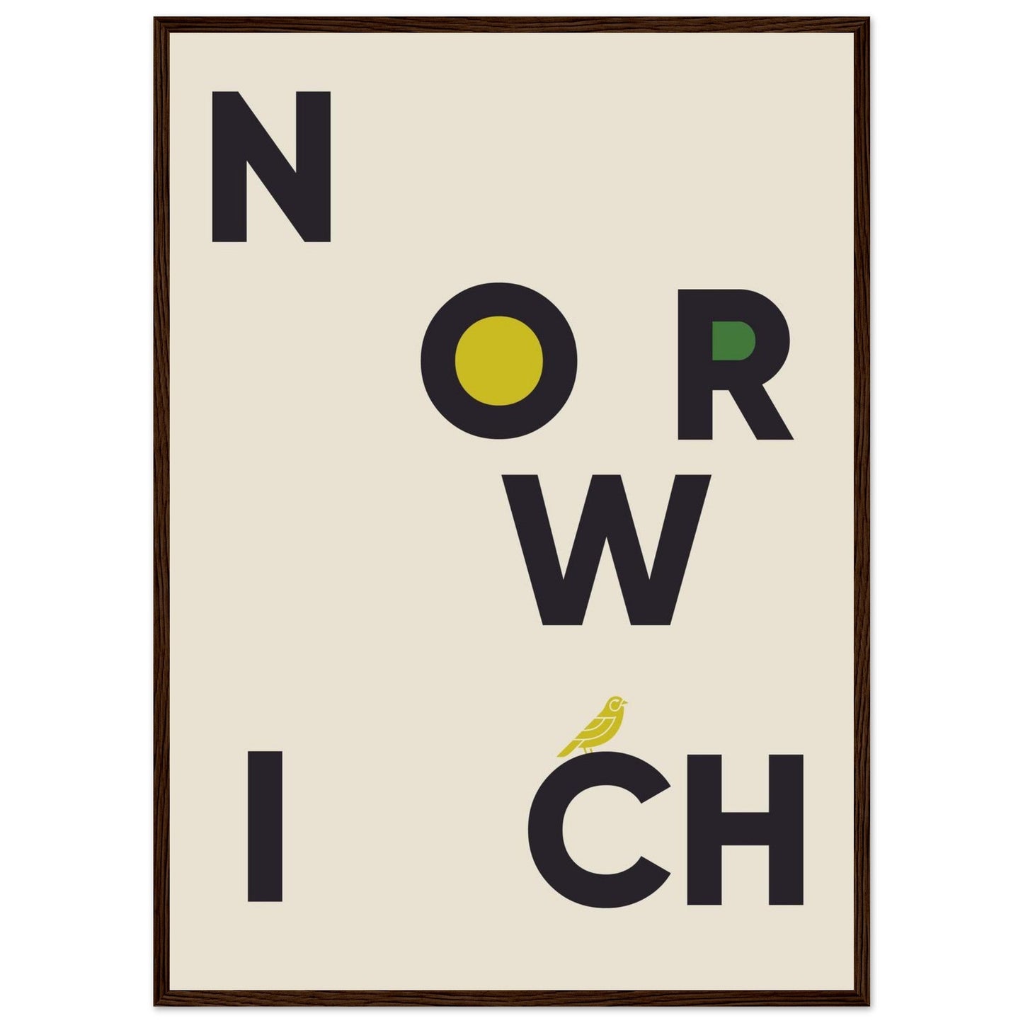 Cities/ Places 'Norwich' - Premium Matte Paper Wooden Framed Poster