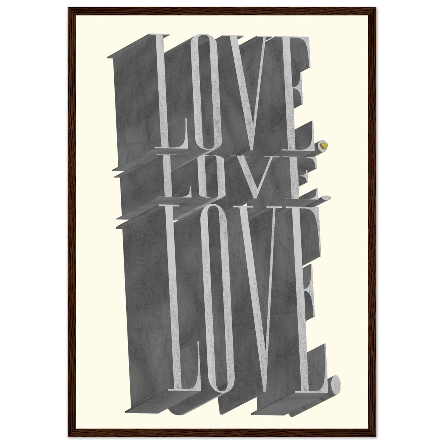 Sign 'Love, Love, Love' - Premium Matte Paper Wooden Framed Poster
