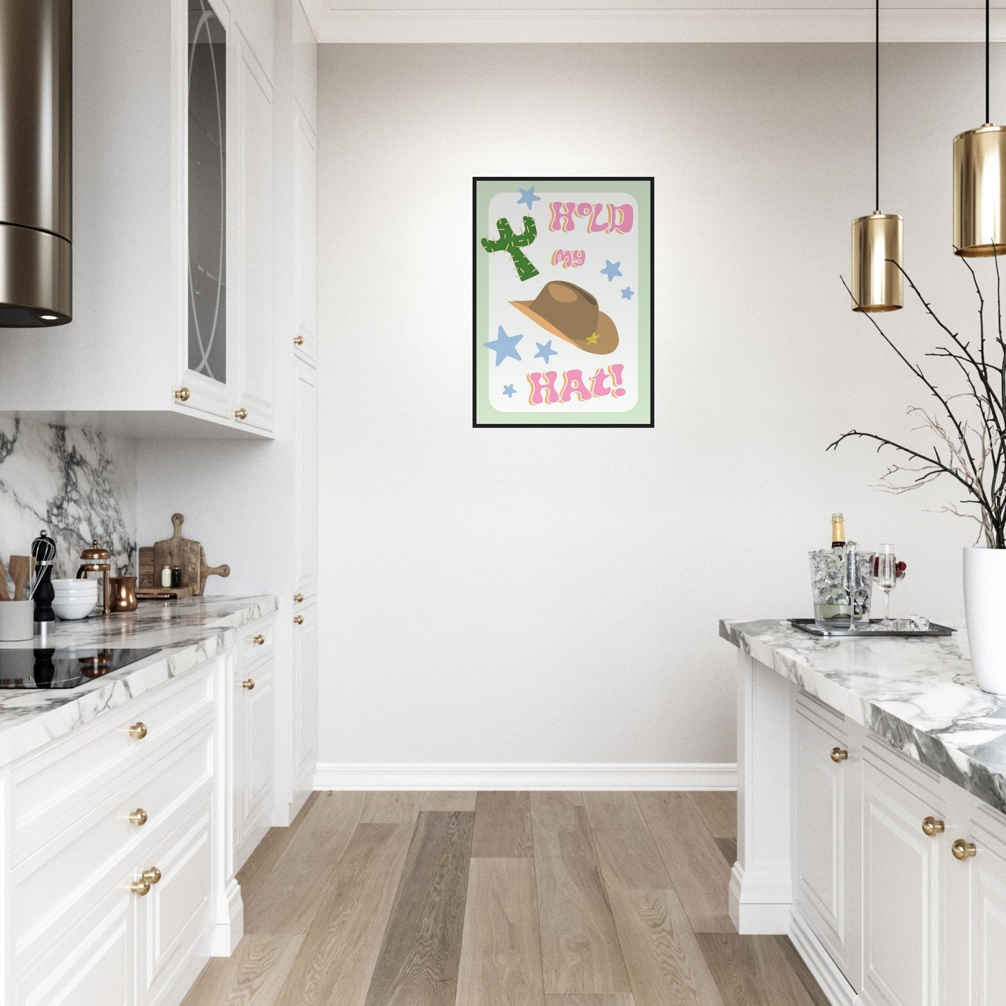 Groovy 'Hold My Hat' - Premium Matte Paper Wooden Framed Poster