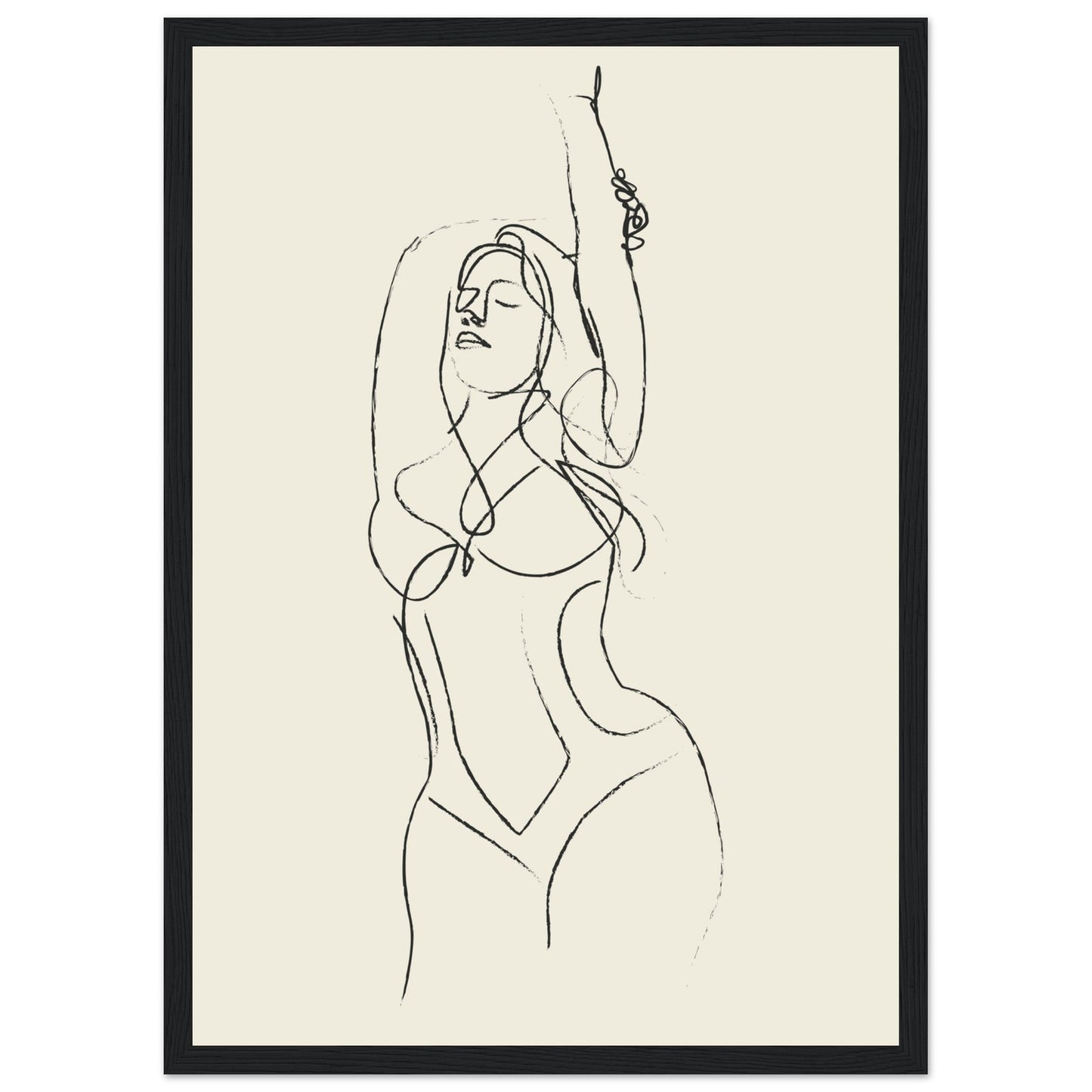 Line Art 'Beach Ready' - Premium Matte Paper Wooden Framed Poster