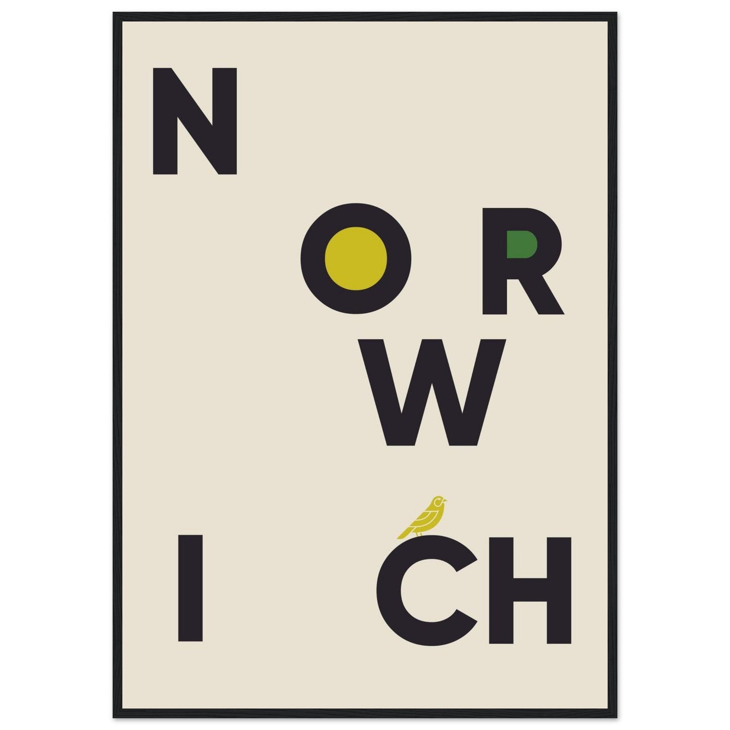 Cities/ Places 'Norwich' - Premium Matte Paper Wooden Framed Poster