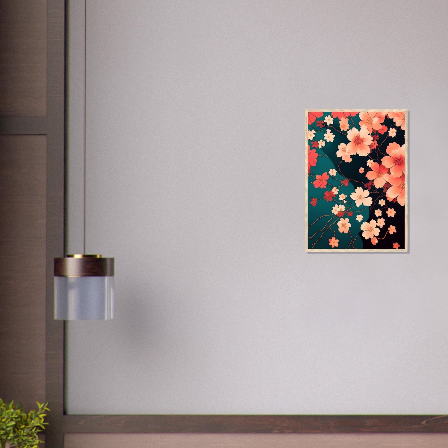 Flowers 'Japanese Garden' - Premium Matte Paper Wooden Framed Poster