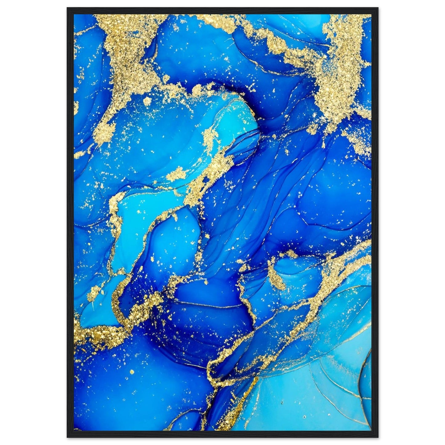 Marble 'Blue & Gold' - Premium Matte Paper Wooden Framed Poster