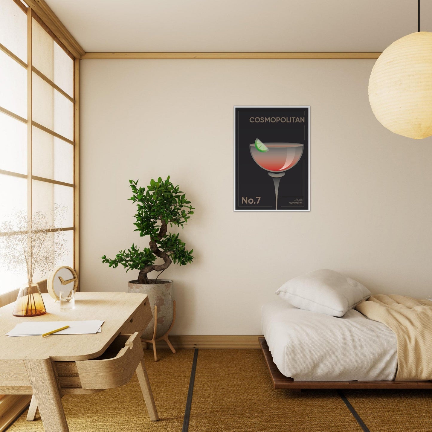 Cocktail 'Cosmopolitan' - Premium Matte Paper Wooden Framed Poster
