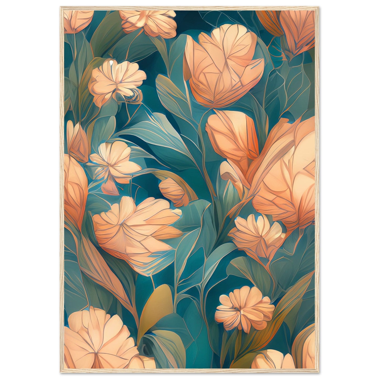 Flowers 'Abstract Garden' - Premium Matte Paper Wooden Framed Poster
