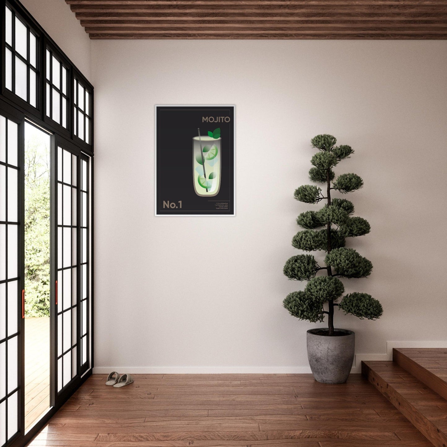 Cocktail 'Mojito' - Premium Matte Paper Wooden Framed Poster
