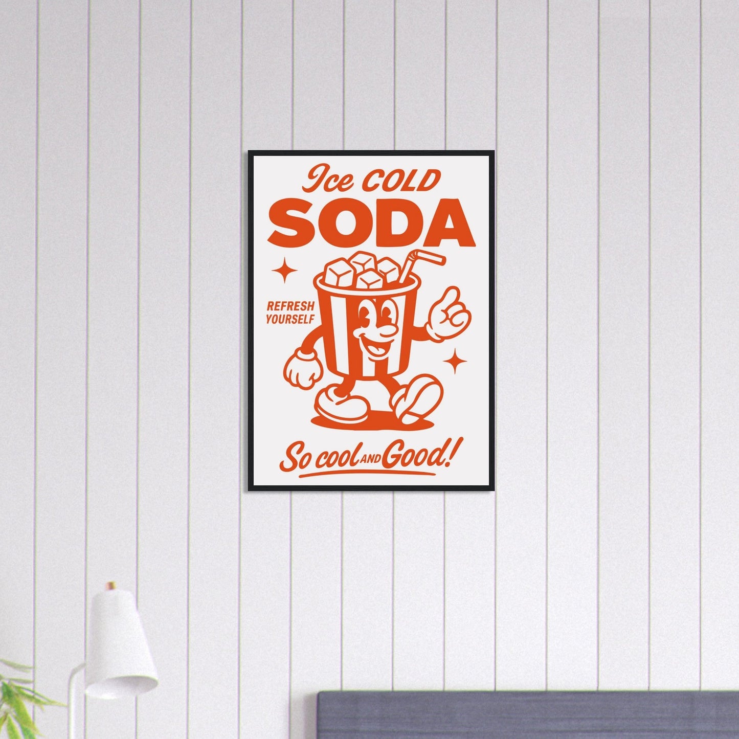 Food 'Ice Cold Soda' - Premium Matte Paper Wooden Framed Poster