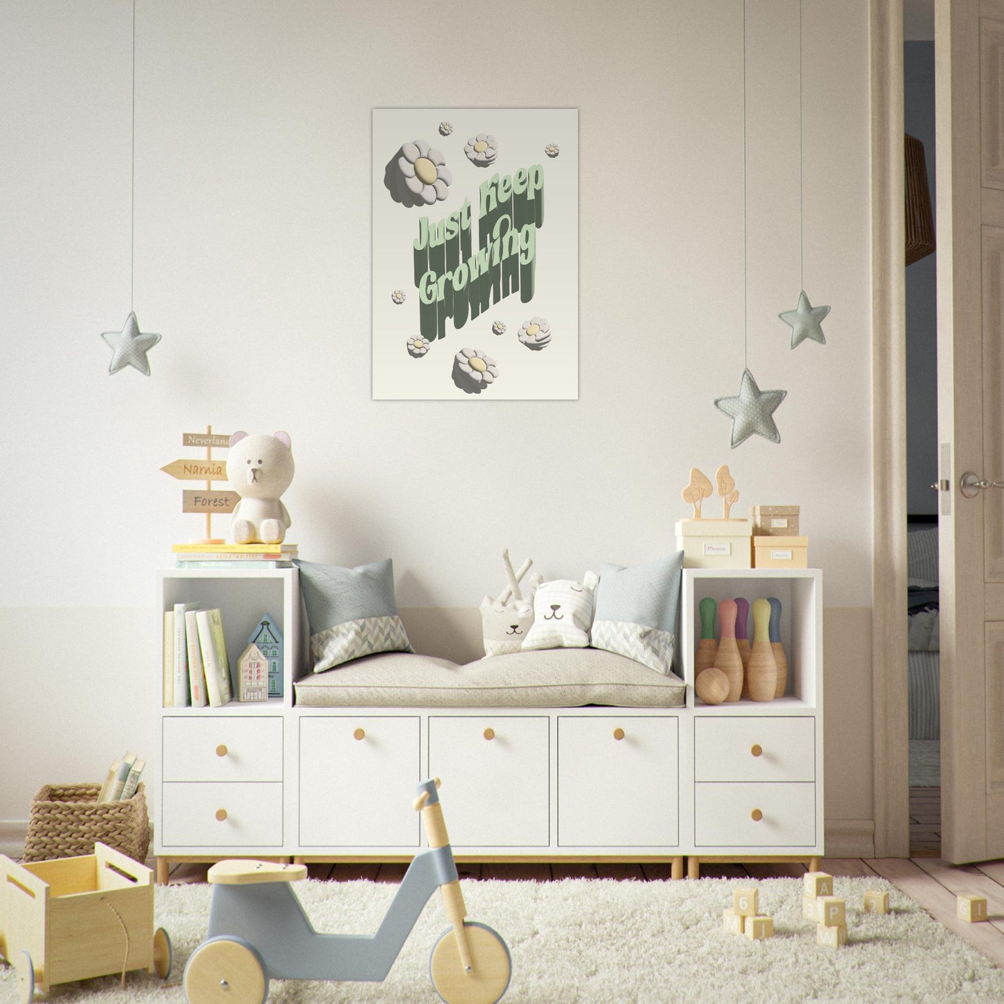 Sign 'Just Keep Growing' - Premium Matte Paper Poster