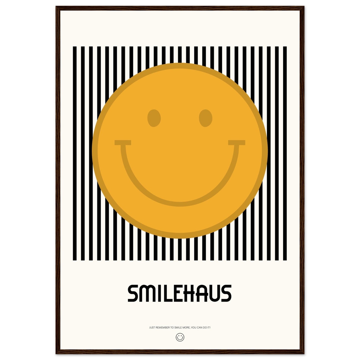 Yellow & Black 'Smilehaus' - Premium Matte Paper Wooden Framed Poster