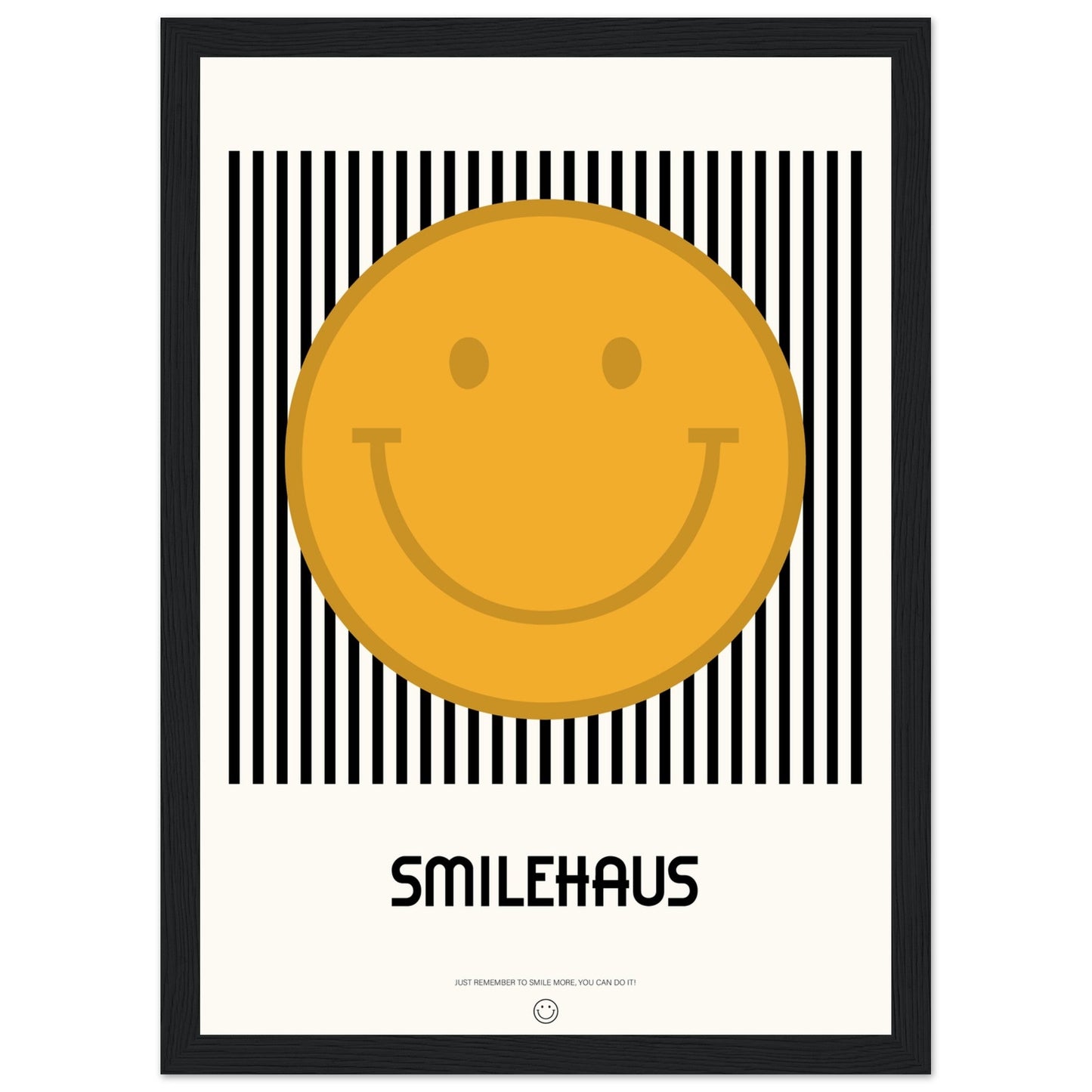 Yellow & Black 'Smilehaus' - Premium Matte Paper Wooden Framed Poster