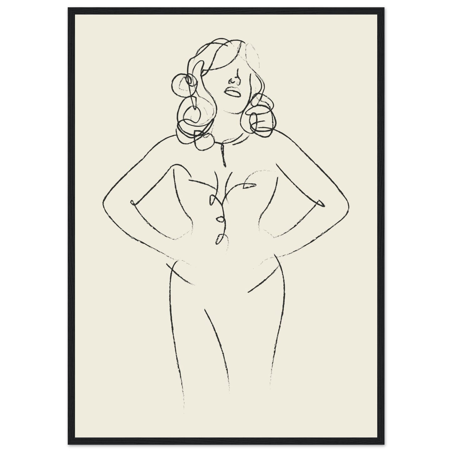Line Art 'Sabrina' - Premium Matte Paper Wooden Framed Poster