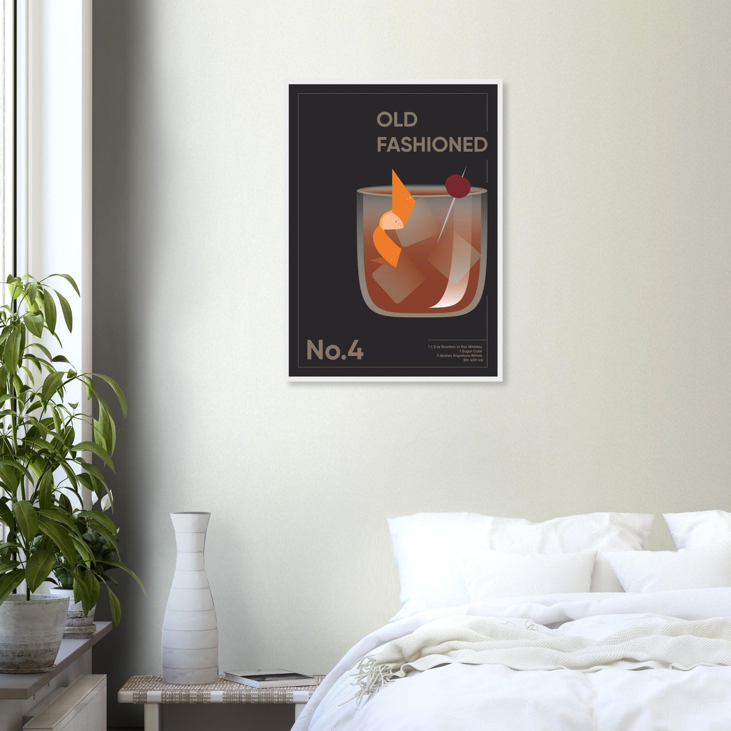 Cocktail 'Old Fashioned' - Premium Matte Paper Wooden Framed Poster