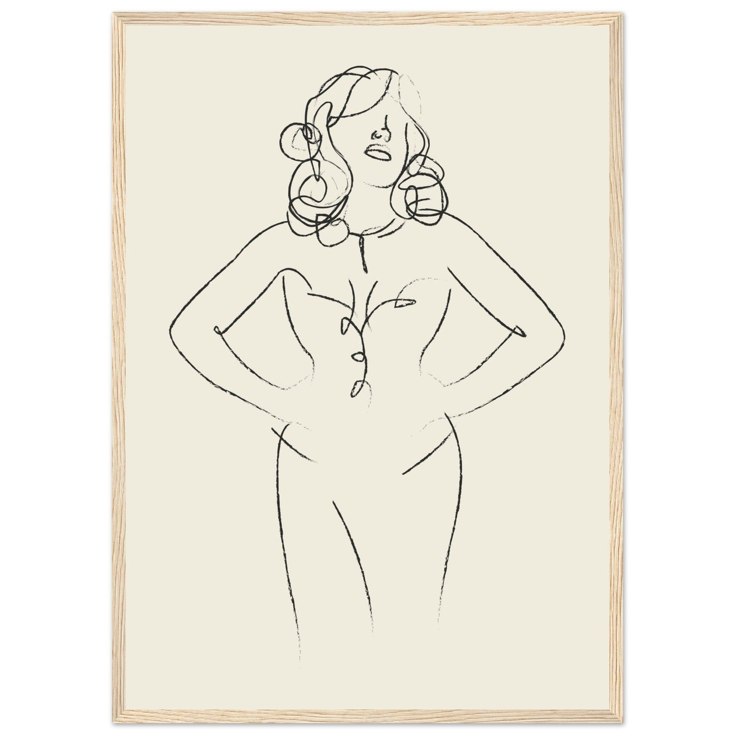 Line Art 'Sabrina' - Premium Matte Paper Wooden Framed Poster