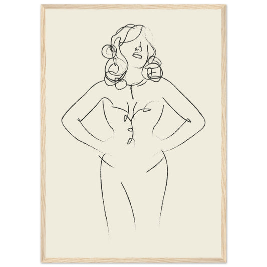 Line Art 'Sabrina' - Premium Matte Paper Wooden Framed Poster