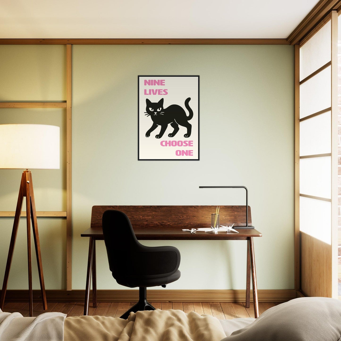 Animals 'Nine Lives'  - Premium Matte Paper Wooden Framed Poster