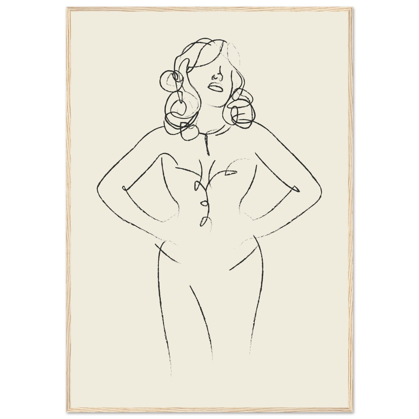 Line Art 'Sabrina' - Premium Matte Paper Wooden Framed Poster