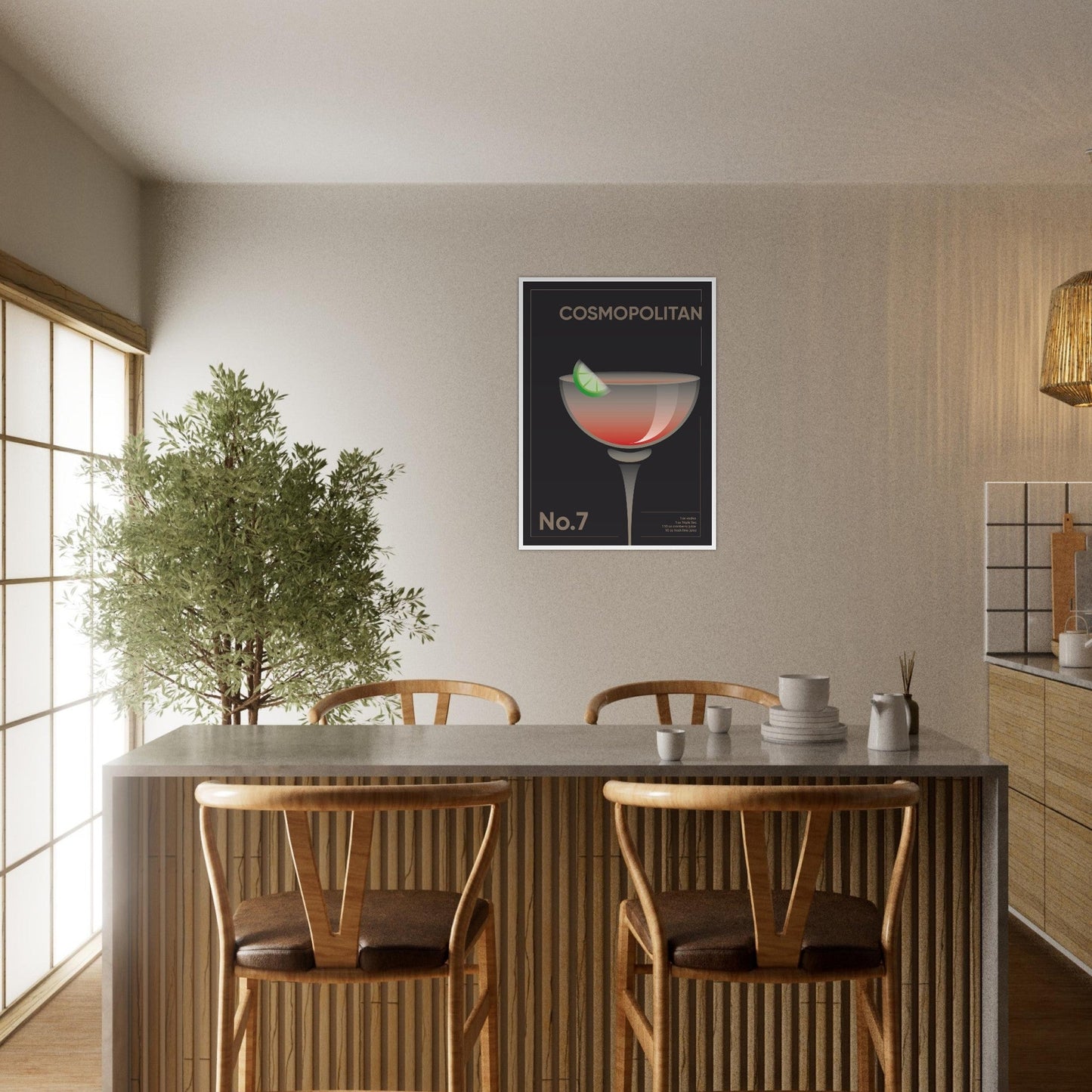 Cocktail 'Cosmopolitan' - Premium Matte Paper Wooden Framed Poster