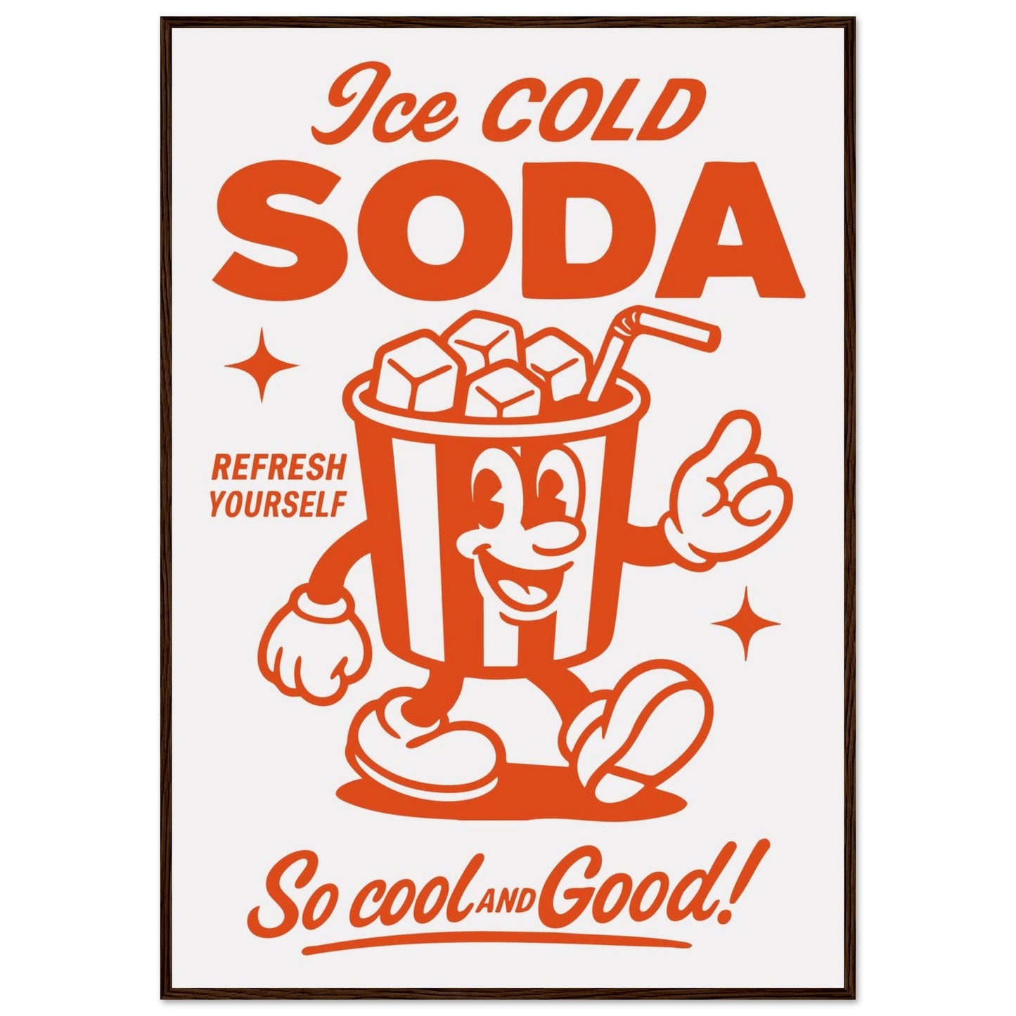 Food 'Ice Cold Soda' - Premium Matte Paper Wooden Framed Poster
